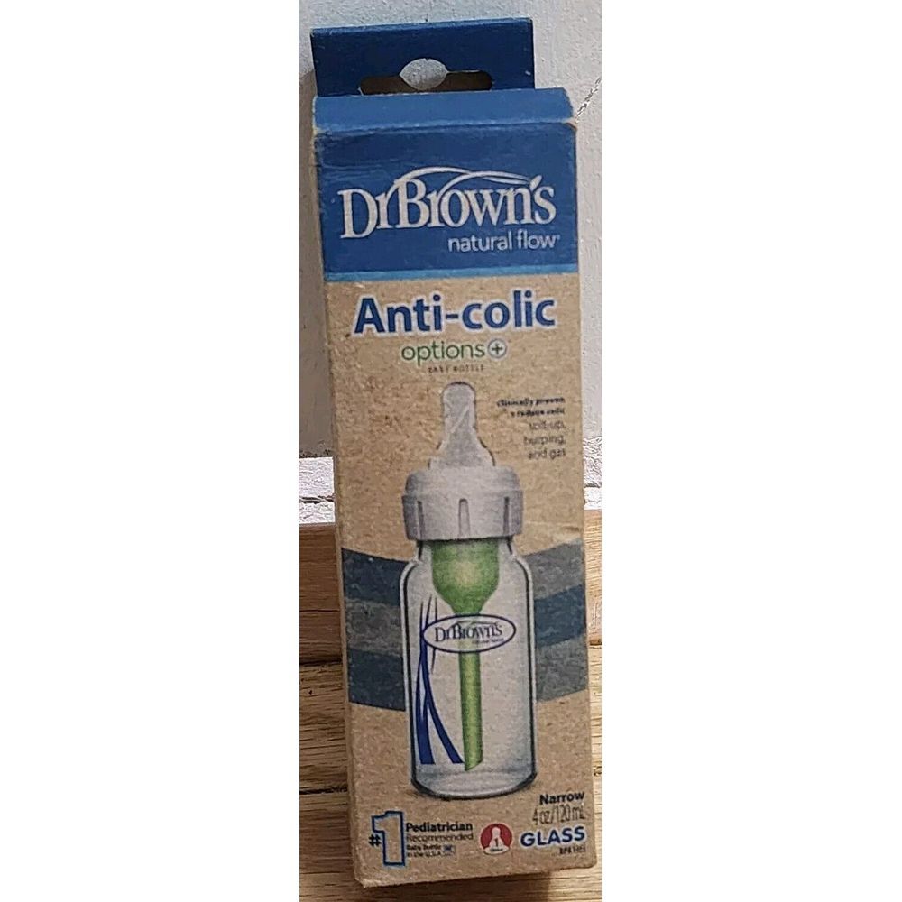Dr Browns Natural Flow Options+ Narrow Glass Baby Bottle 4oz Container